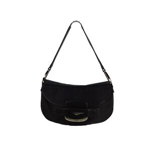 Tods Black Nylon Leather Trim Shoulder Bag Hobo Purse‎ Made in Italy